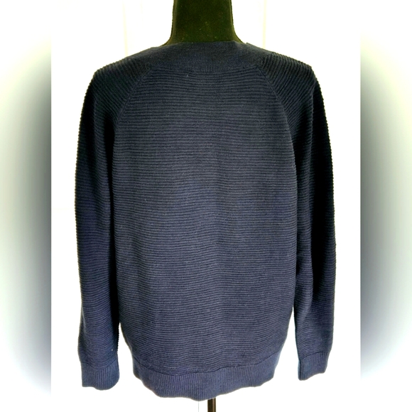 LOFT V-Neck SweaterTextured Navy Sz Sm - Picture 4 of 7